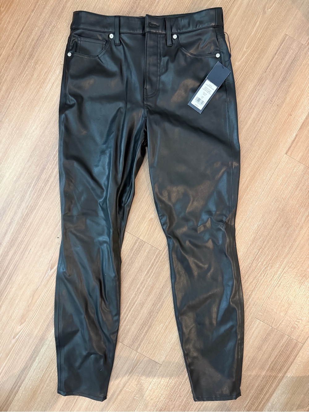 Veronica Beard Black Faux Leather Skinny Pants